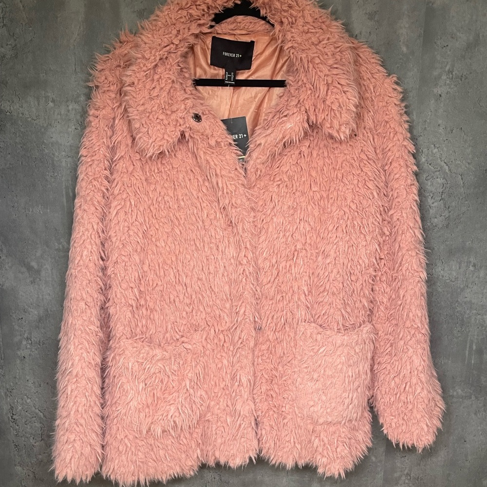 Plus Size Faux Furr Pink Coat